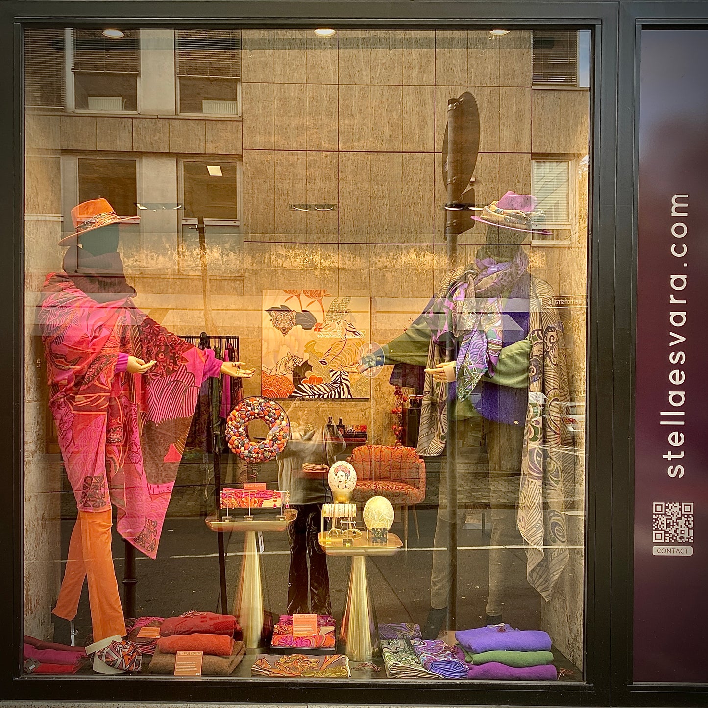 WILD FAMILY BONDS Kaschmir Cape/Stola, pink & mauve & olive, Limited Edition #5