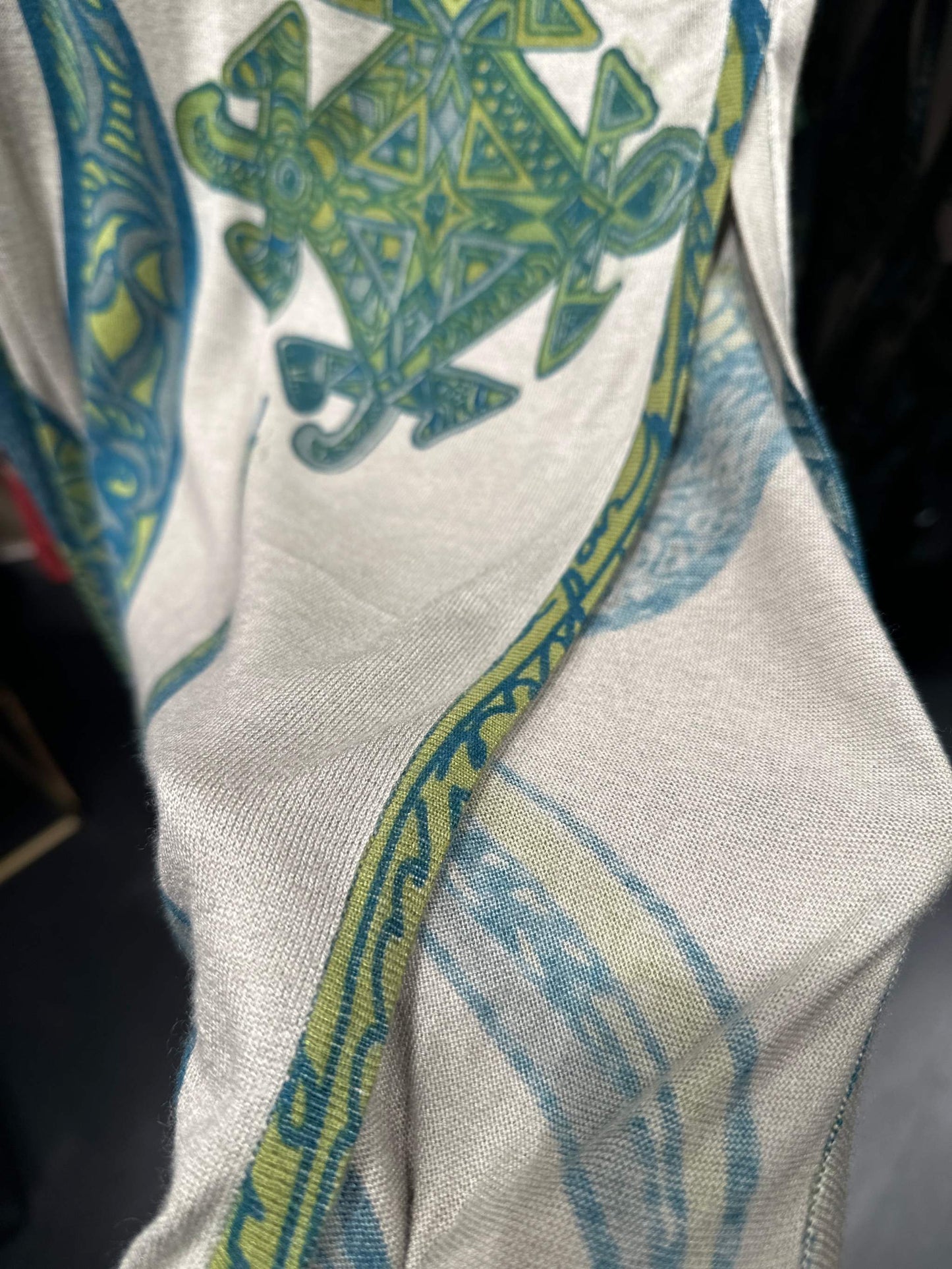 Rock SOUL FLOWERS 100% Kaschmir, Schlitz, Gummibund, Grün/beige, Ltd 2