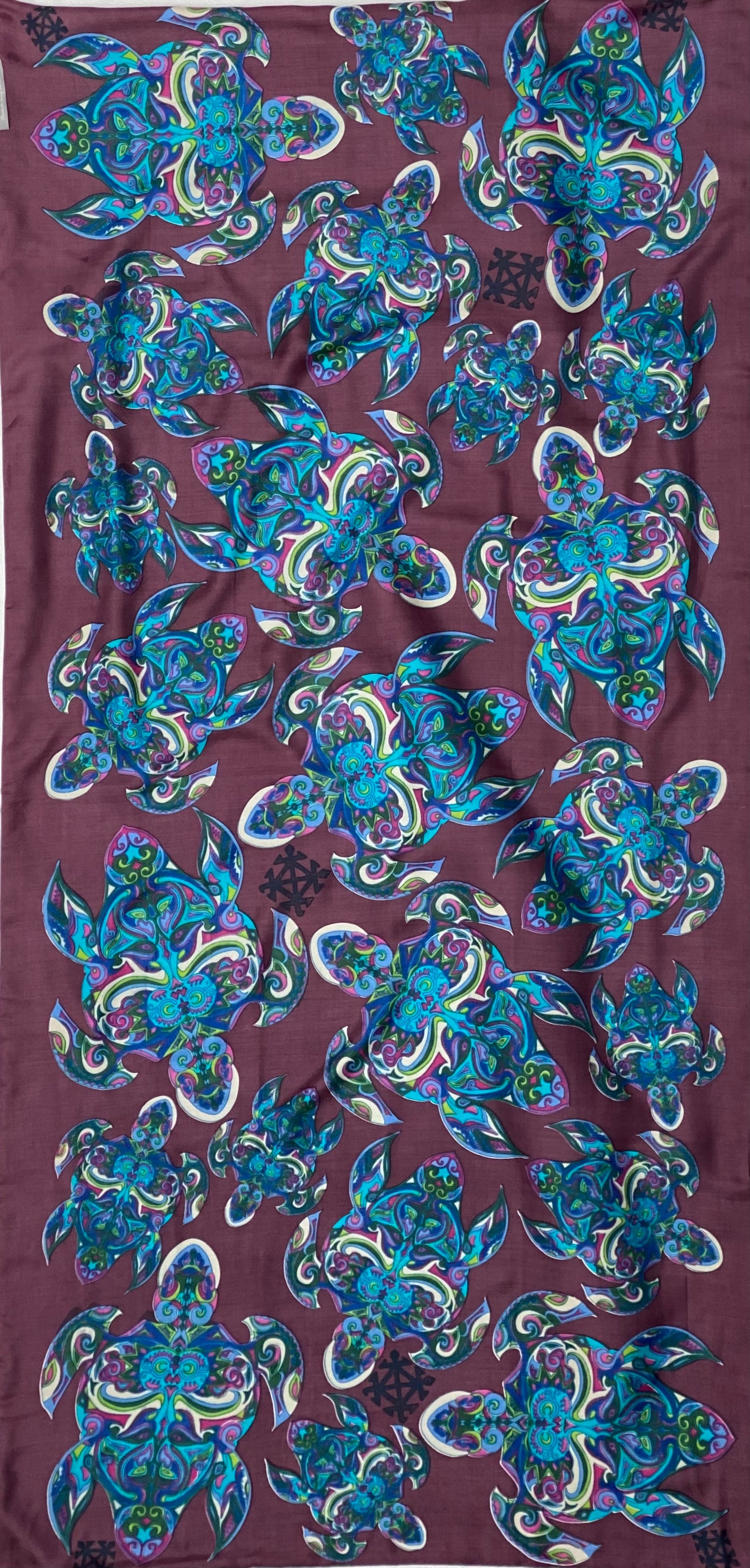 TURTLE LOVE Doubleface Kaschmir & Seiden-Schal - 200x100 - bordeaux/ petrol/ türkis - Limitiert #5