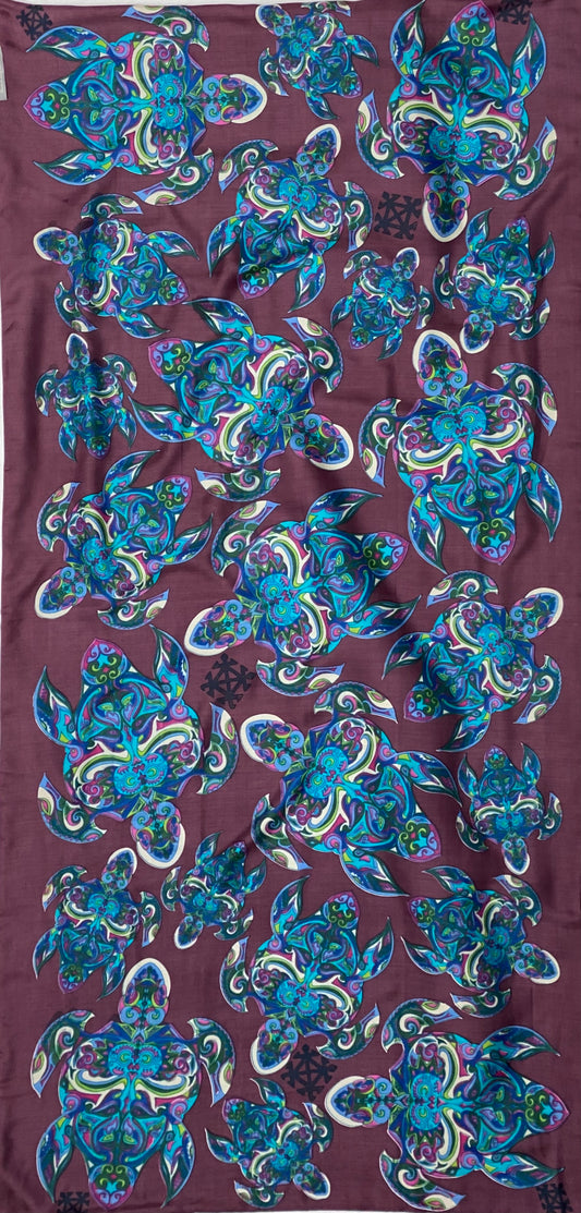 TURTLE LOVE Doubleface Kaschmir & Seiden-Schal - 200x100 - bordeaux/ petrol/ türkis - Limitiert #5