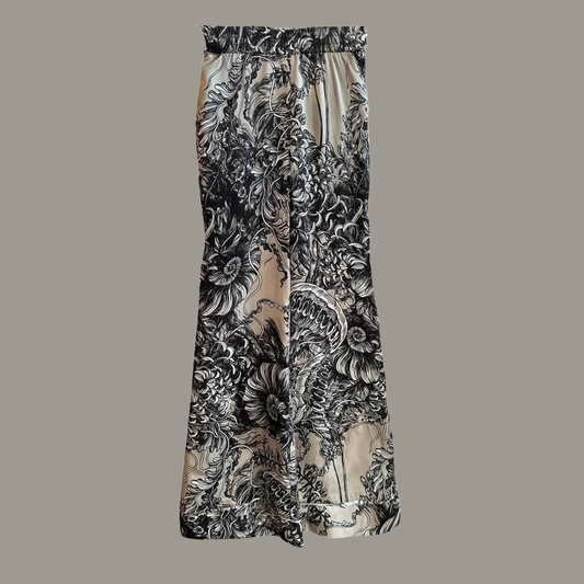 Hose TIMELESS SUSTAINABLE COLLECTION, Seide, Black Flowers - S, Unikat