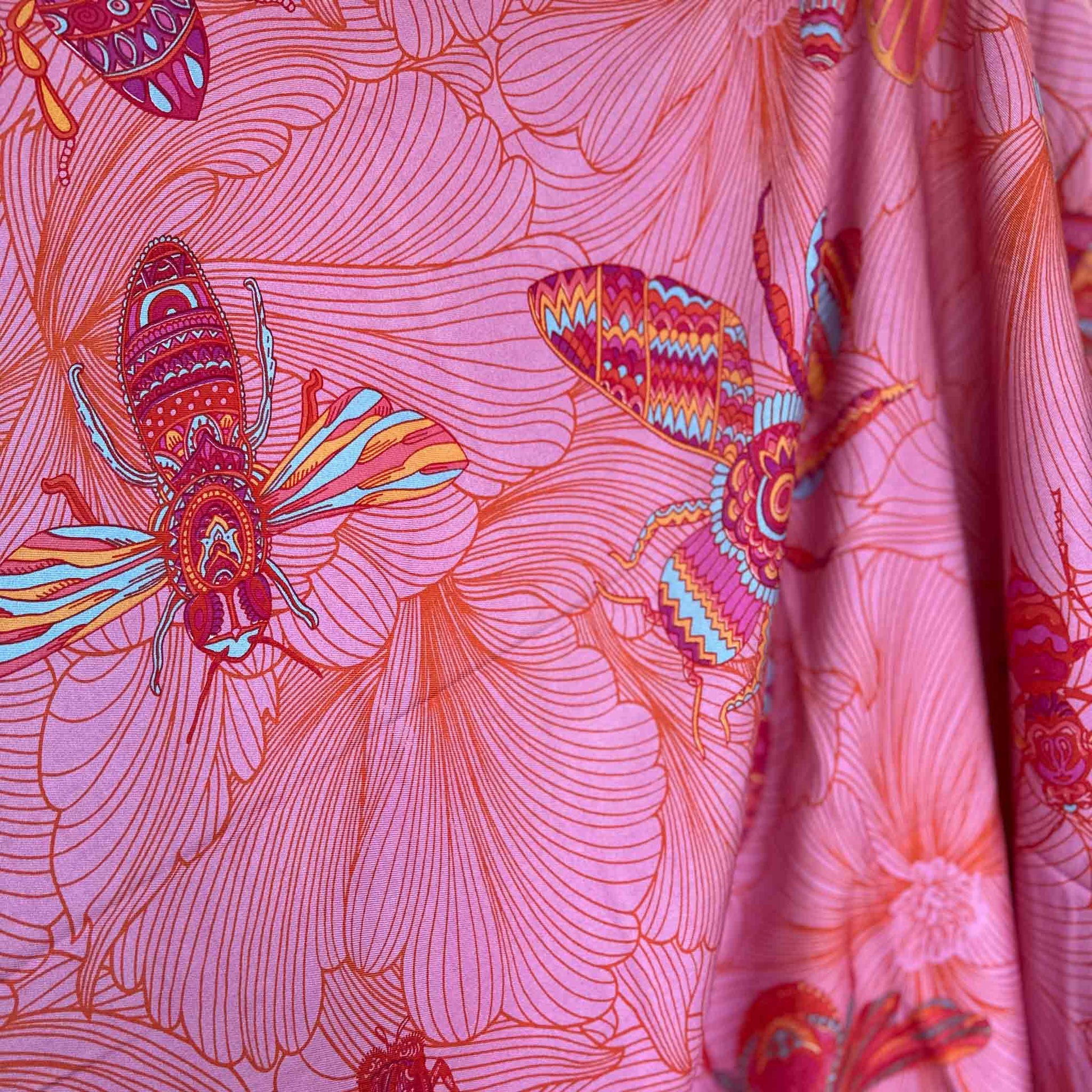 Schal JUST BEES, Kaschmir und Seide, double face, 100x200, orange-pink