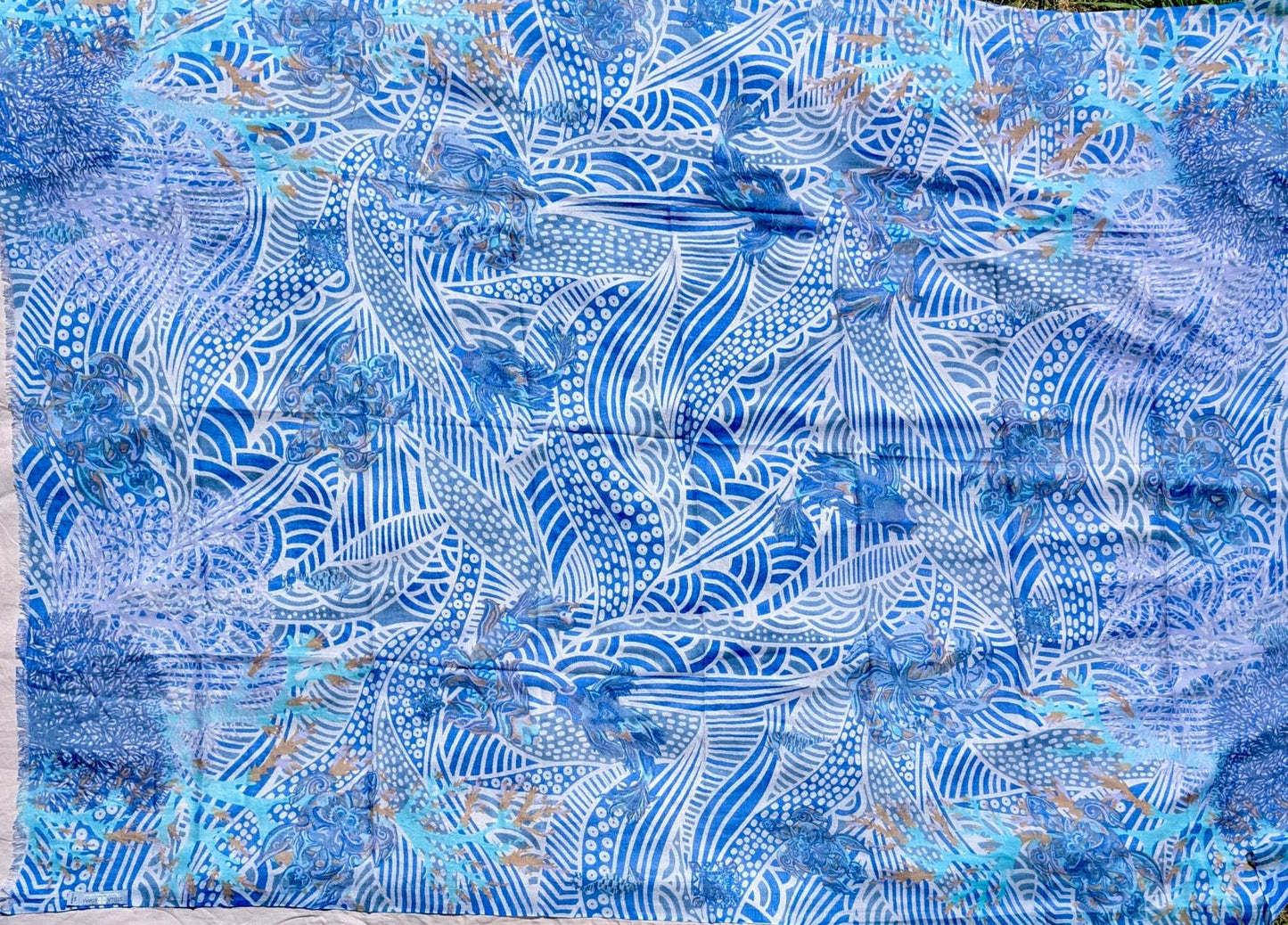 Schal DEEP OCEAN - Jungle, Kaschmir, XL 140x200cm, federleicht, Unikat