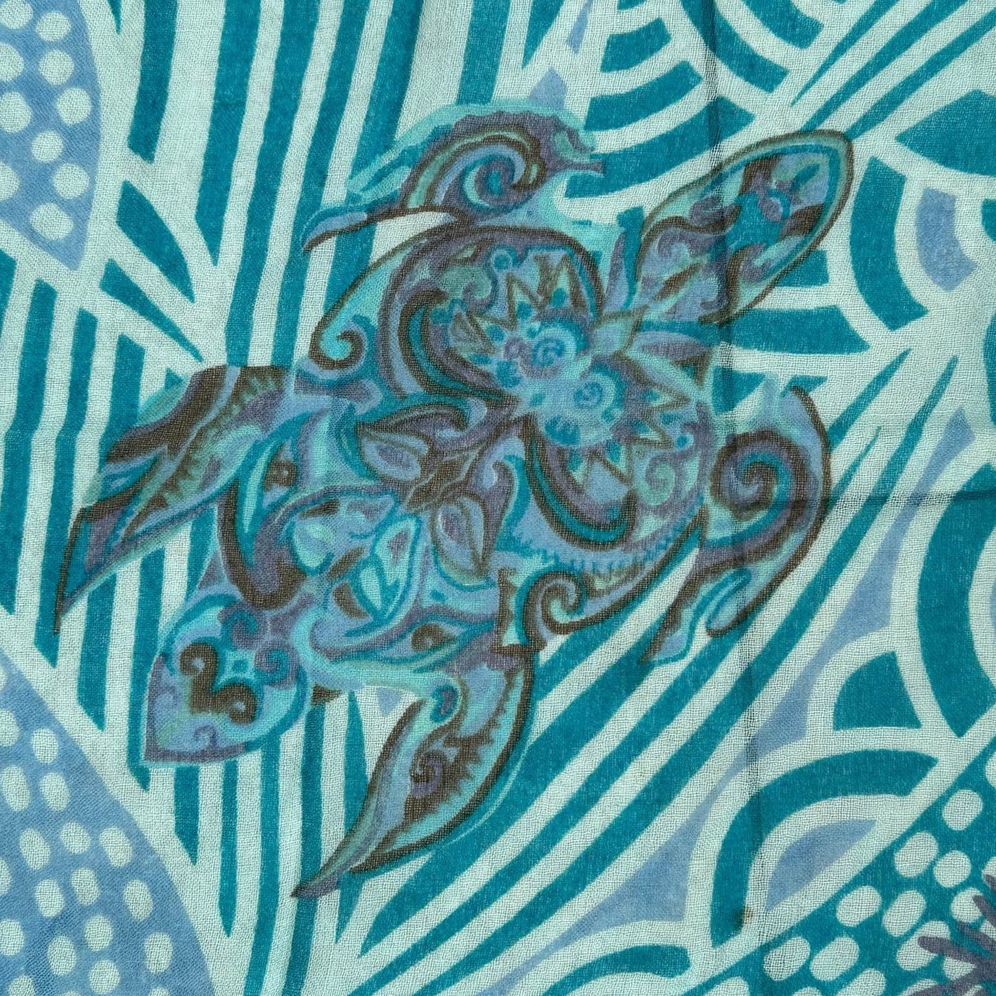 Schal Deep Ocean, feiner Kaschmir, XL 140x200cm, Motiv JUNGLE, Unikat