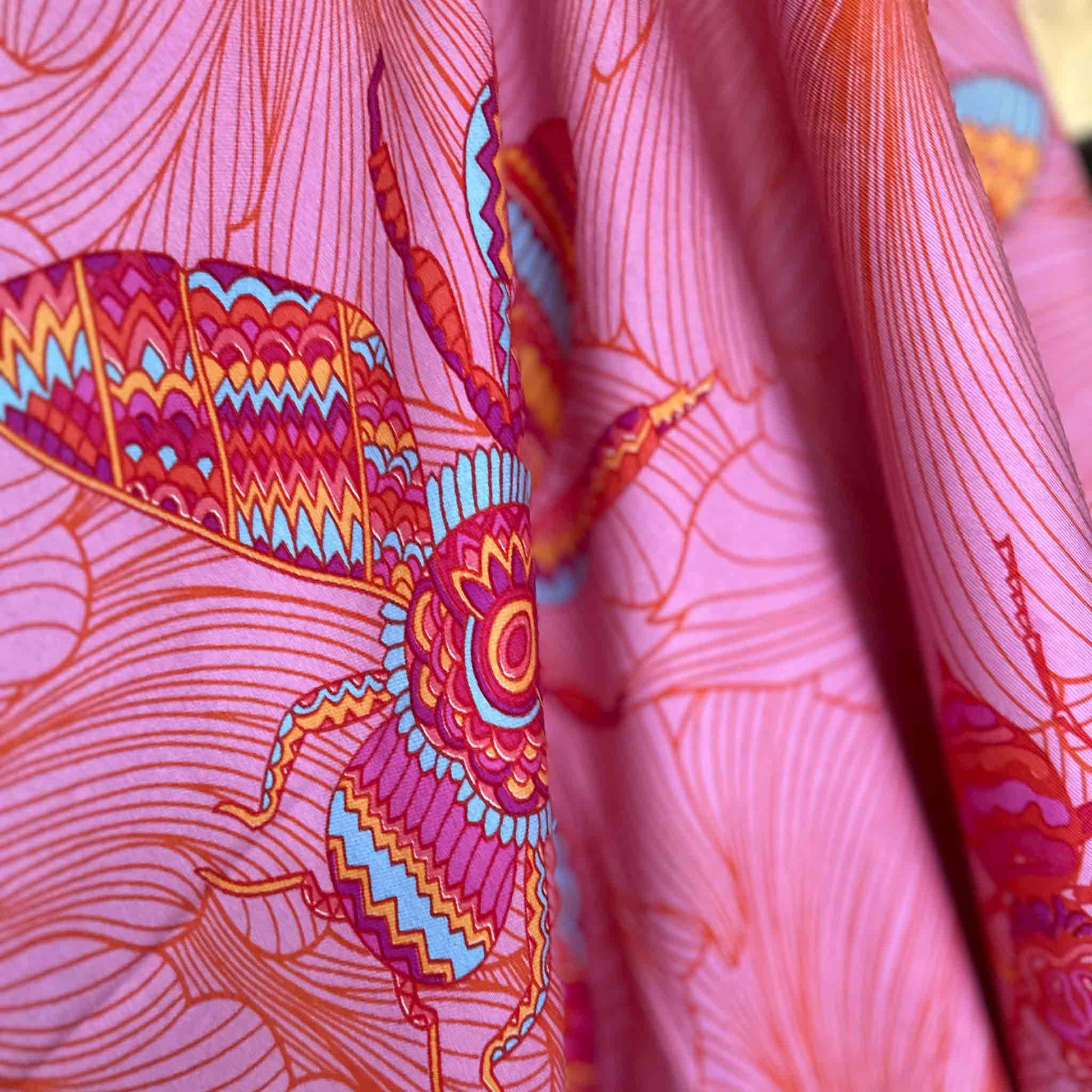 Schal JUST BEES, Kaschmir und Seide, double face, 100x200, orange-pink