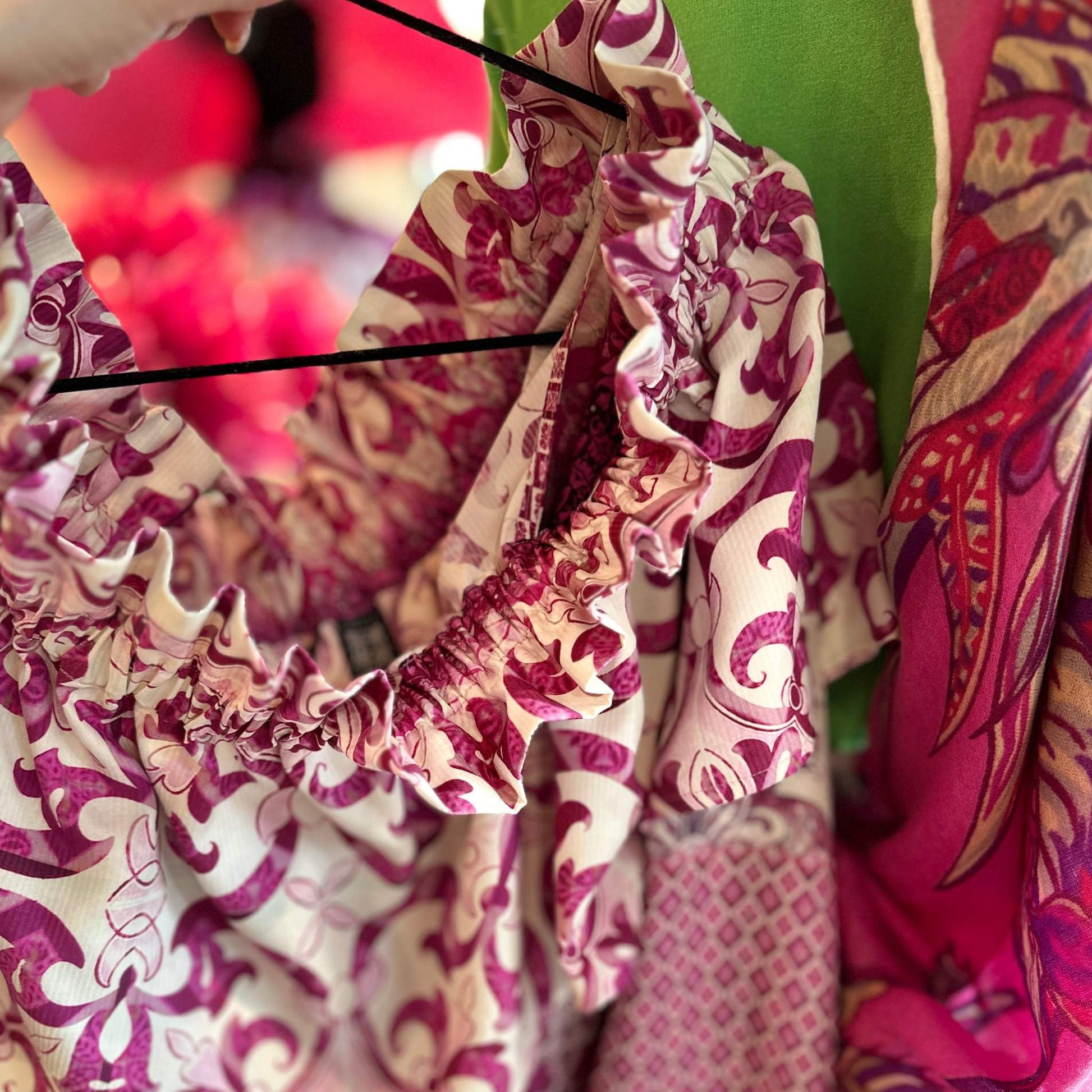 TIMELESS SUSTAINABLE COLLECTION Carmen Sommerkleid, Majolica Baumwoll-Jaquard, Pink Blossom, M, Unikat