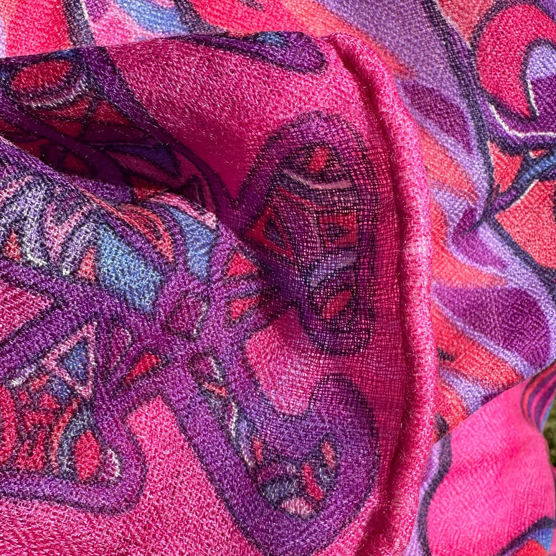 Tuch BONDED IN GARDEN EDEN, Kaschmir Carré, pink & purple LIMITED 8 St