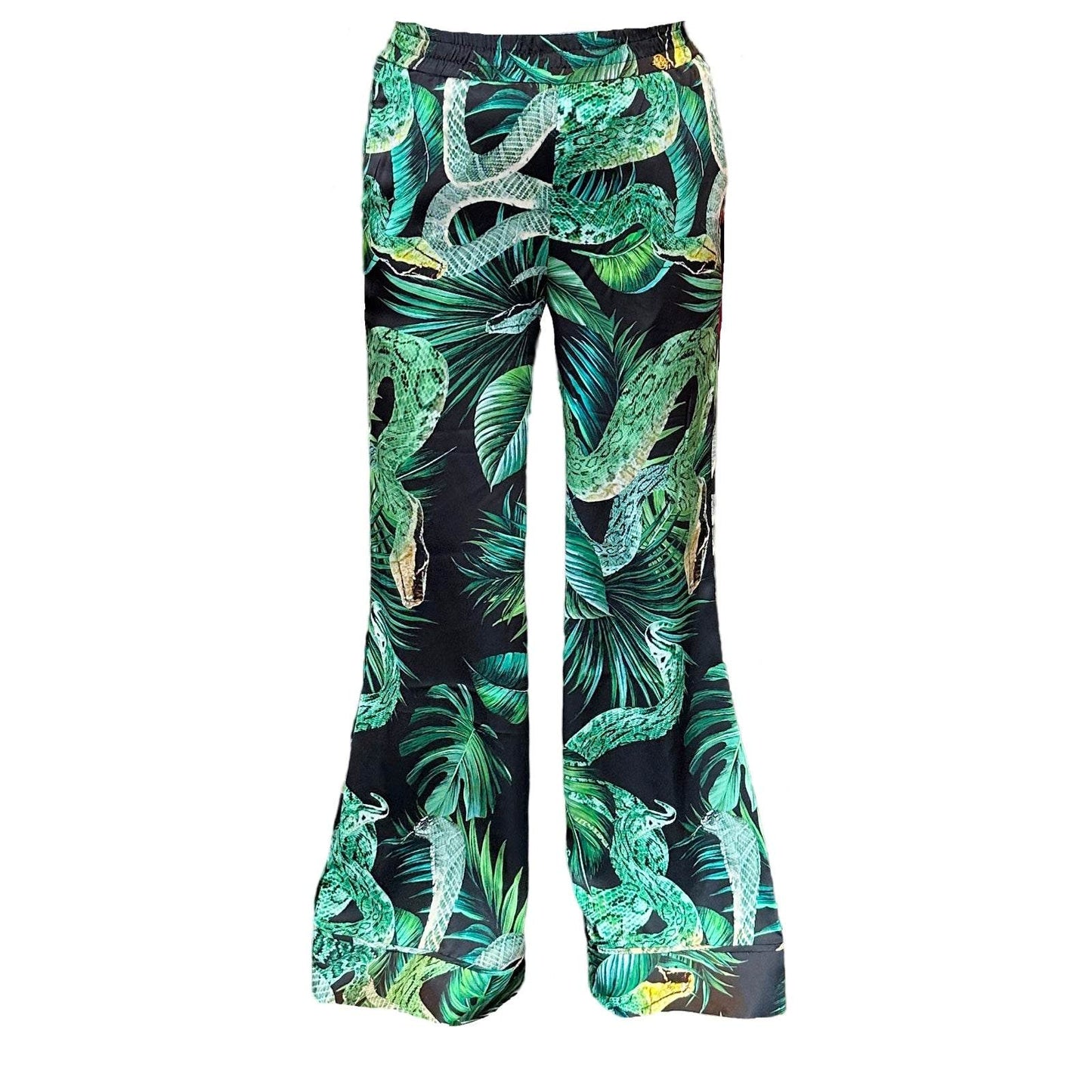 TIMELESS SUSTAINABLE Seidenhose, ausgestelltes Bein, Garden Eden, black