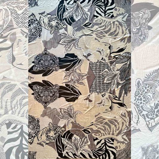 WILD FAMILY BONDS sehr leichter Kaschmirschal, beige black & taupe - Limitiert auf 3 Stück