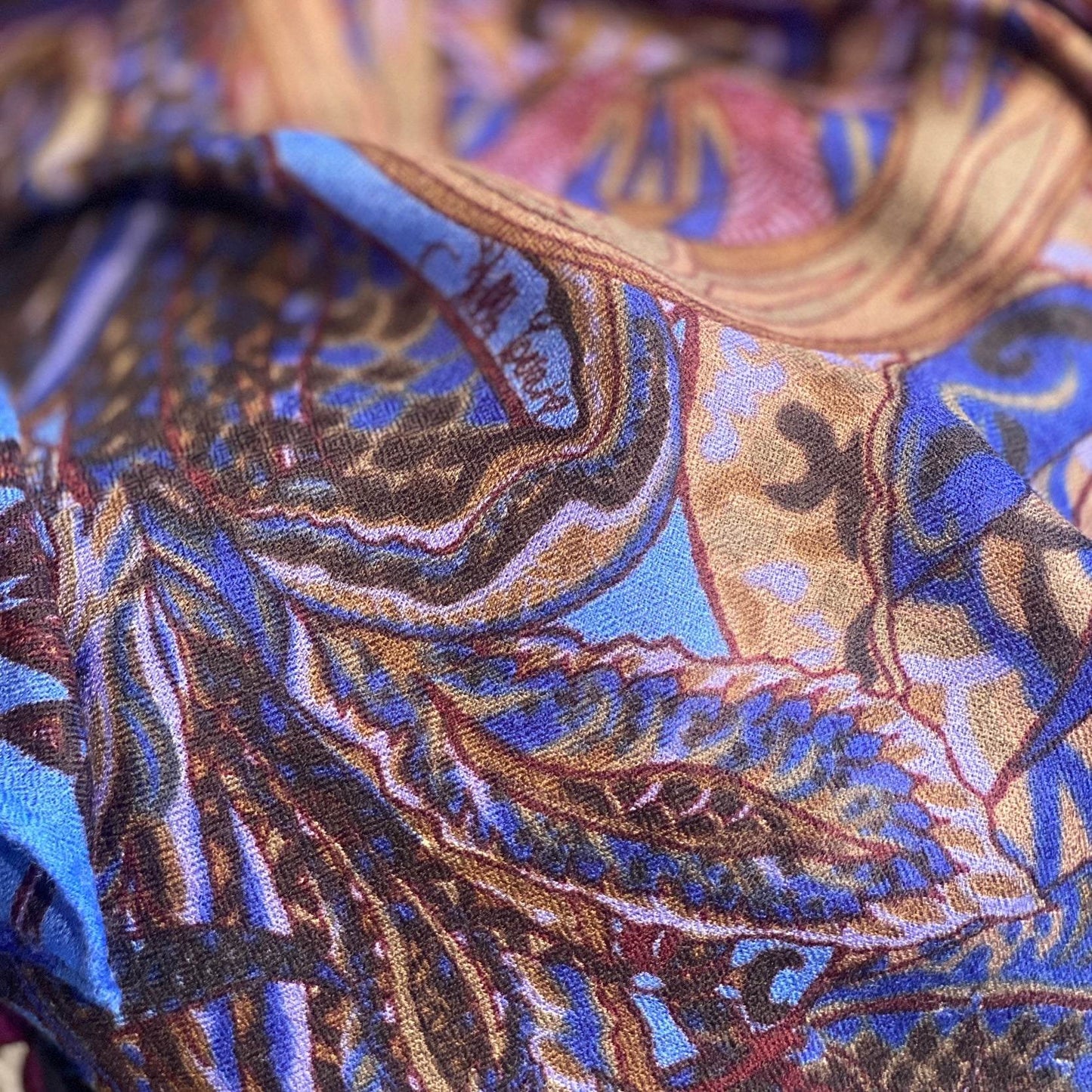 Tuch CHEETAH Kaschmir Tuch, blau & braun, 80x80cm, Limited Edition 3/5