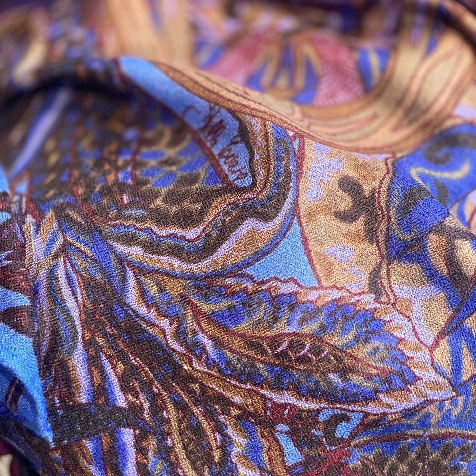 Tuch CHEETAH Kaschmir Tuch, blau & braun, 80x80cm, Limited Edition 3/5