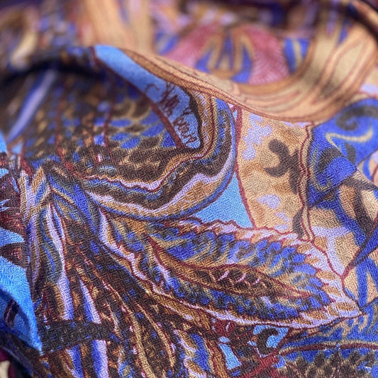 Tuch CHEETAH Kaschmir Tuch, blau & braun, 80x80cm, Limited Edition 3/5