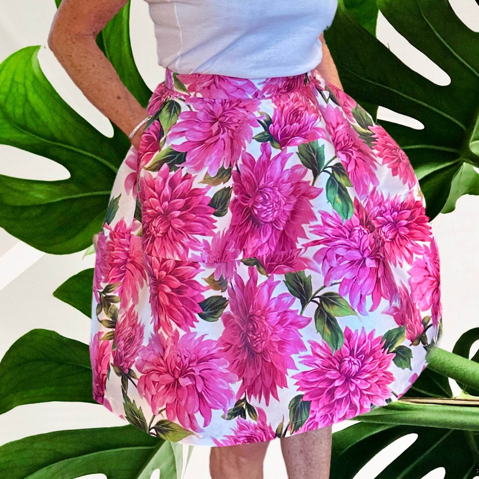 Rock TIMELESS SUSTAINABLE COLL., Kurzer Ballon, pink Dalias, M, Unikat