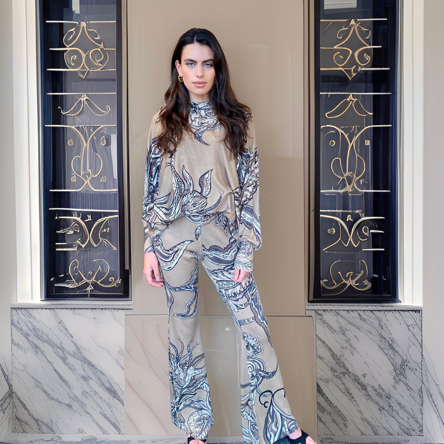 SOUL FLOWERS Baby-Kaschmir Feinstrick Pullover mit Fledermaus-Ärmeln, beige & gold, limitiert # 3