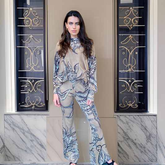 SOUL FLOWERS Baby-Kaschmir Feinstrick Pullover mit Fledermaus-Ärmeln, beige & gold, limitiert # 3