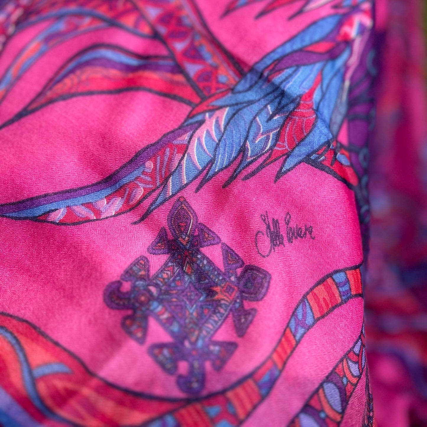 Tuch BONDED IN GARDEN EDEN, Kaschmir Carré, pink & purple LIMITED 8 St