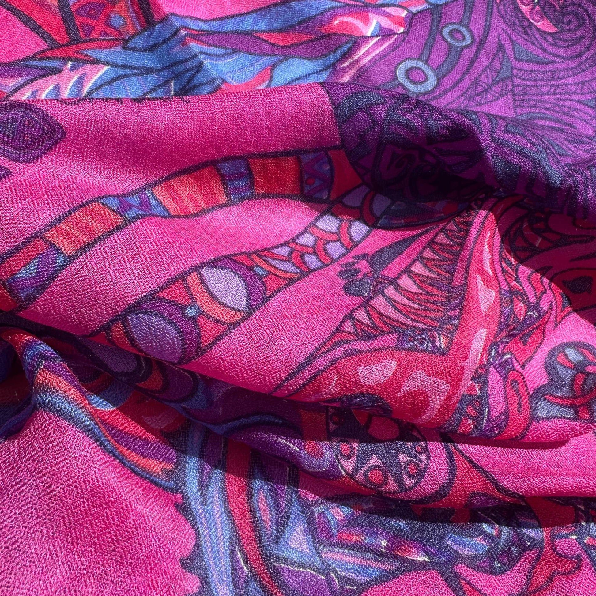 Tuch BONDED IN GARDEN EDEN, Kaschmir Carré, pink & purple LIMITED 8 St