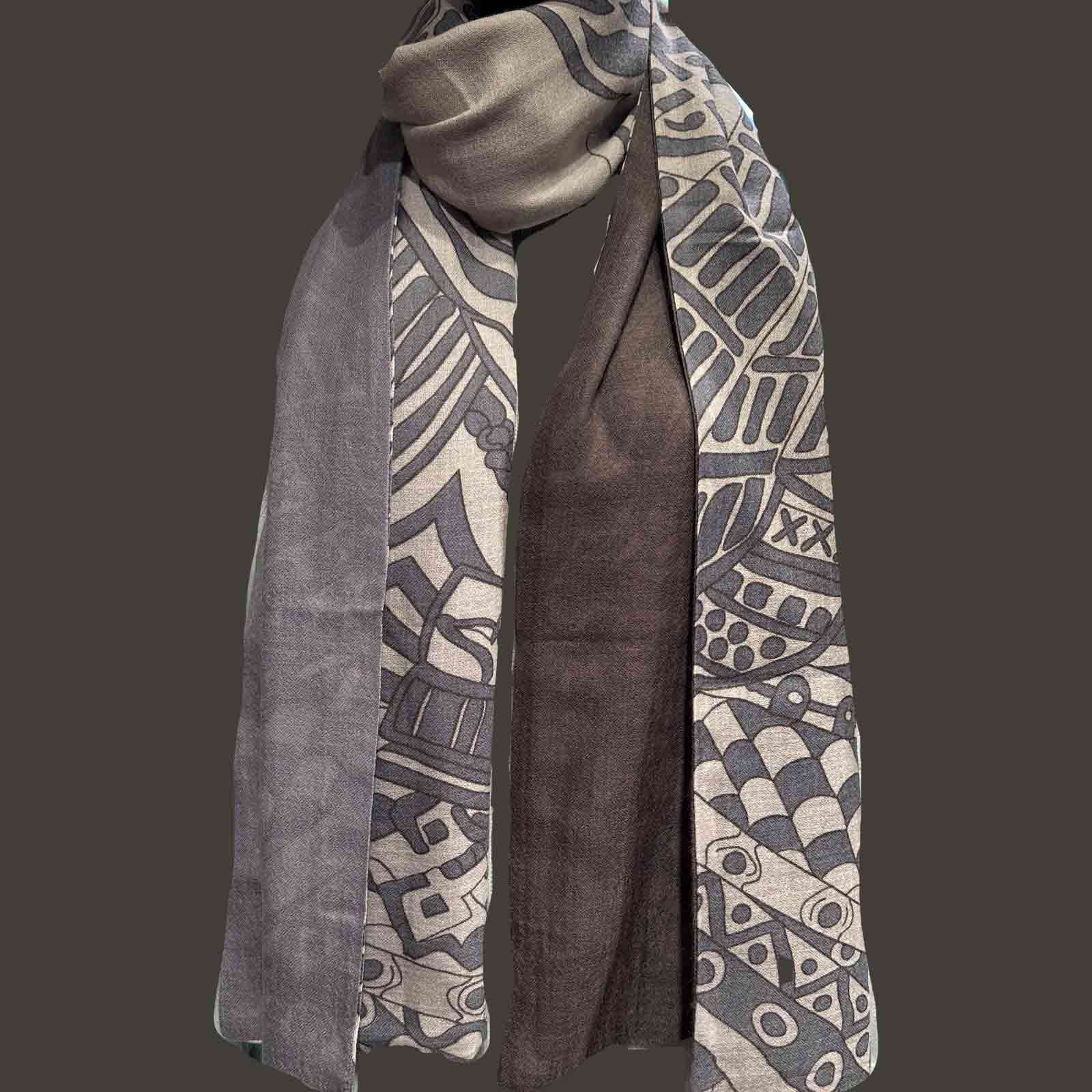 LAST SAMURAI Kaschmir Schal, doubleface, 200x100, grau/antrazit, limited edition