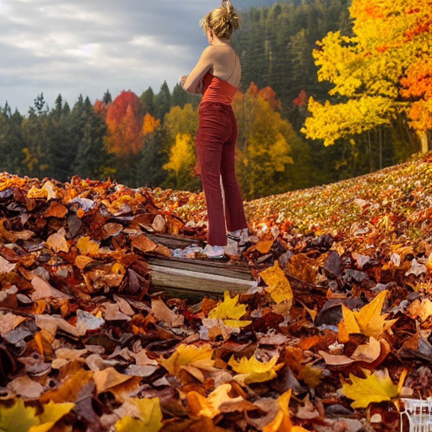 Lederhose mit Schlag aus Stretchlammleder, brick, Maßkonfektion