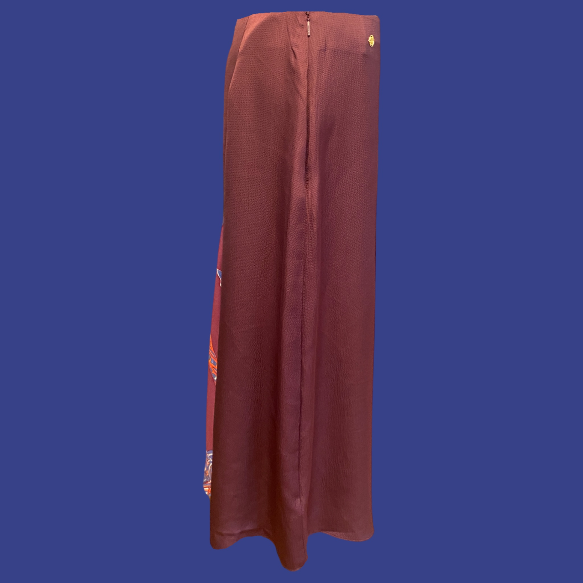 SOUL FLOWERS Asymmetrischer Rock, Seide, mauve, orange & blau, Unikat