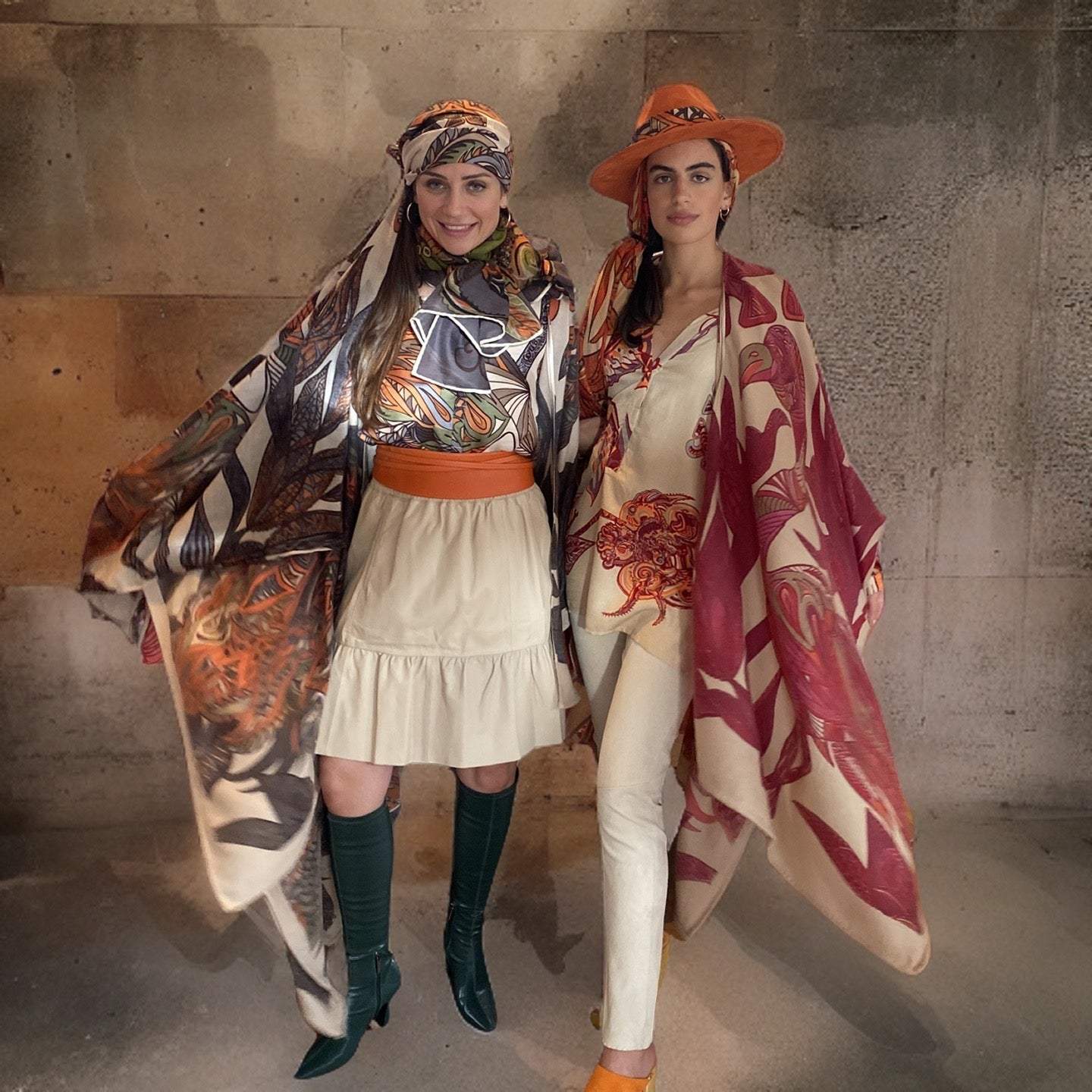 SOUL FLOWERS Wolle&Seiden Winter Hemdbluse, beige&Orange&Rost, UNIKAT!