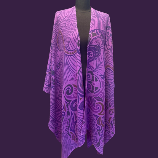 JUNGLE LOVE Kaschmir Cape/Stola, purple & mauve, Unikat