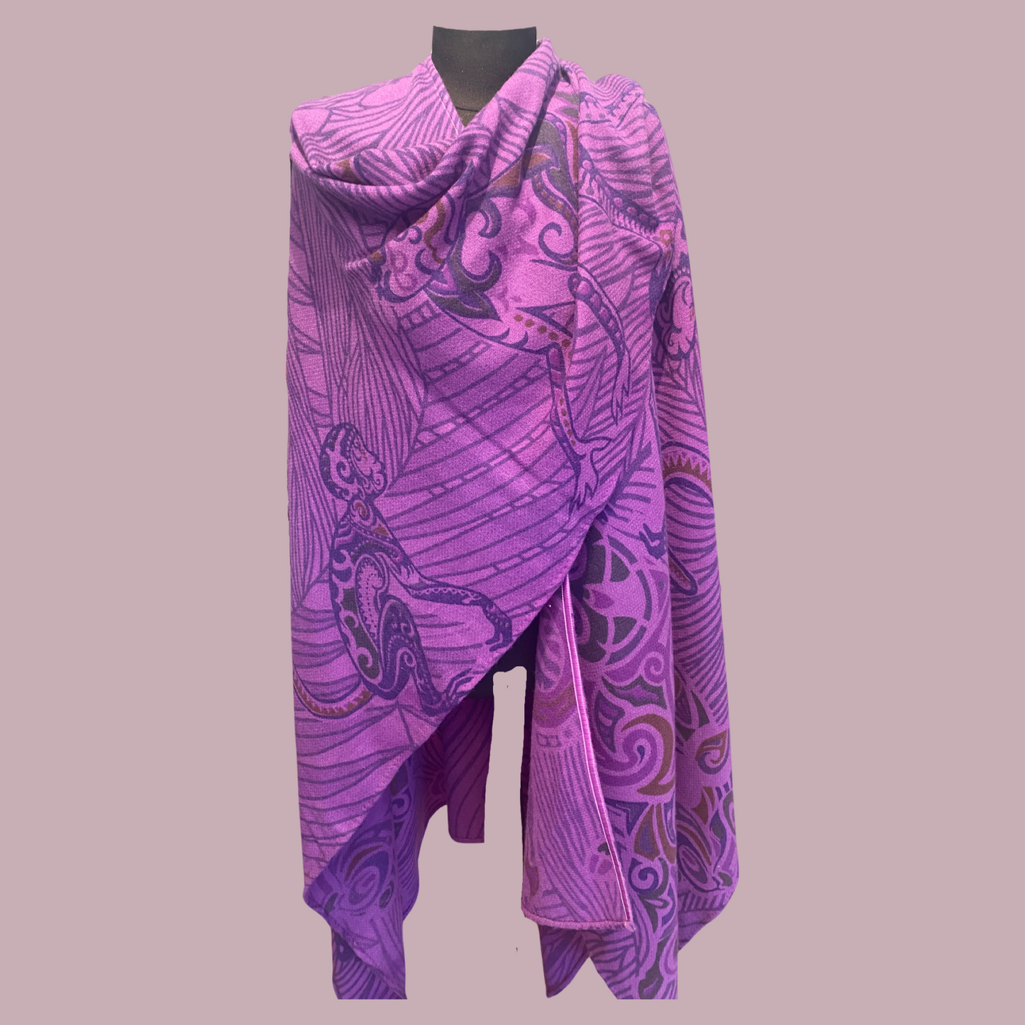 JUNGLE LOVE Kaschmir Cape/Stola, purple & mauve, Unikat