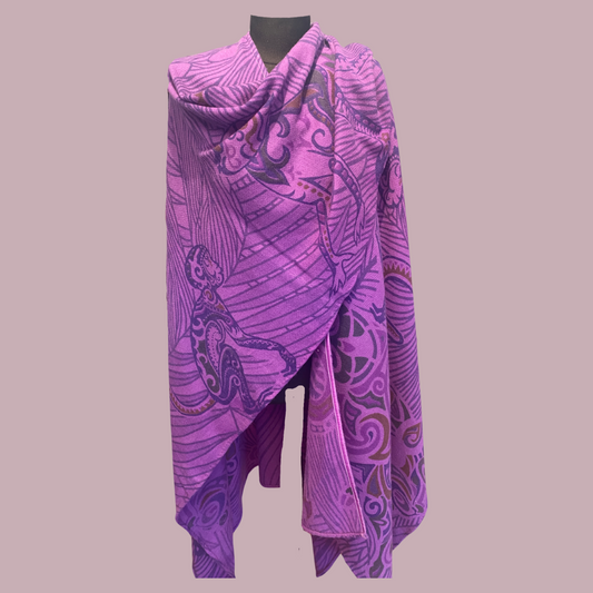 JUNGLE LOVE Kaschmir Cape/Stola, purple & mauve, Unikat