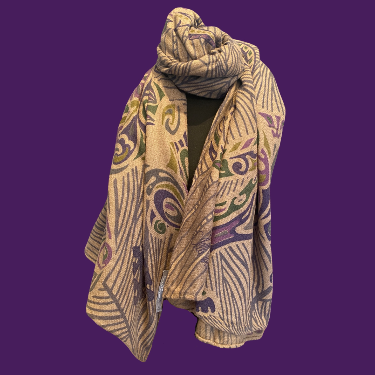 Cape JUNGLE LOVE Kaschmir Stola, olive & taupe, Unikat | STELLA ESVARA