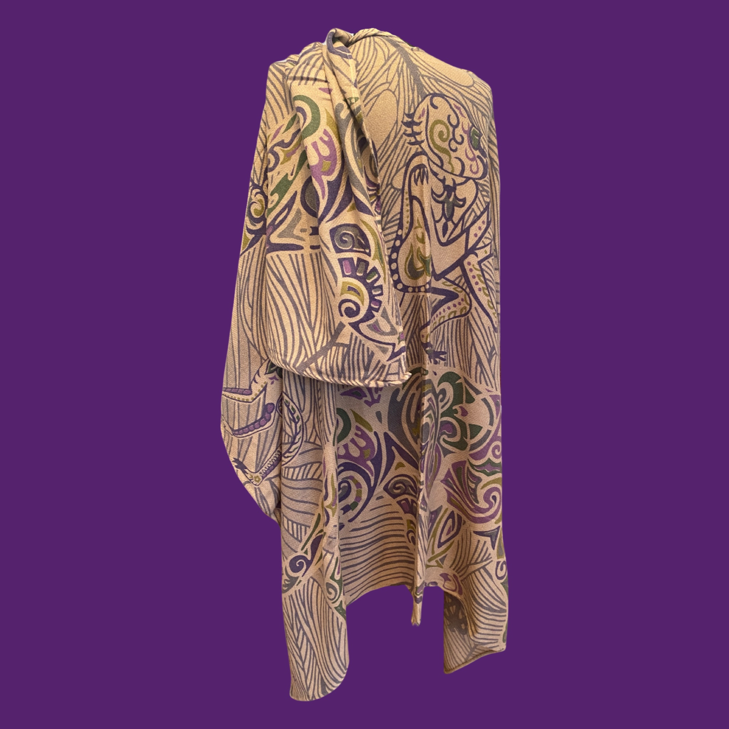 Cape JUNGLE LOVE Kaschmir Stola, olive & taupe, Unikat | STELLA ESVARA