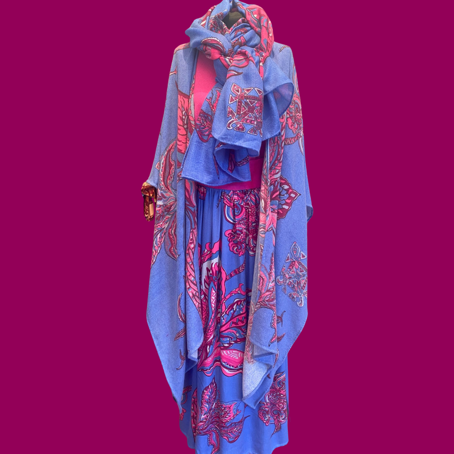 SOUL FLOWERS Maxi-Rock, blau & pink, Unikat
