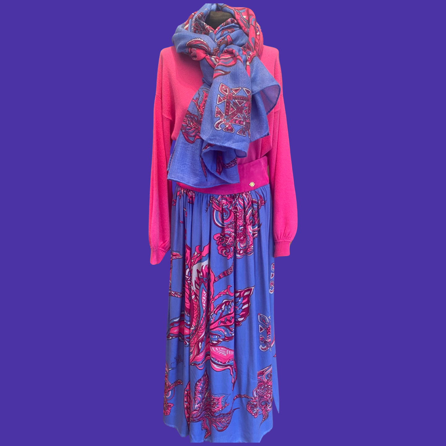 SOUL FLOWERS Maxi-Rock, blau & pink, Unikat