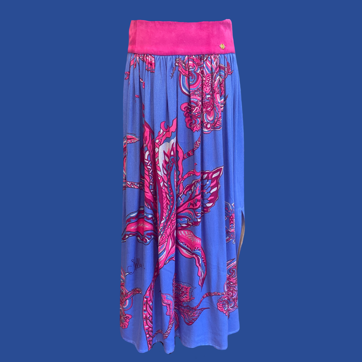 SOUL FLOWERS Maxi-Rock, blau & pink, Unikat