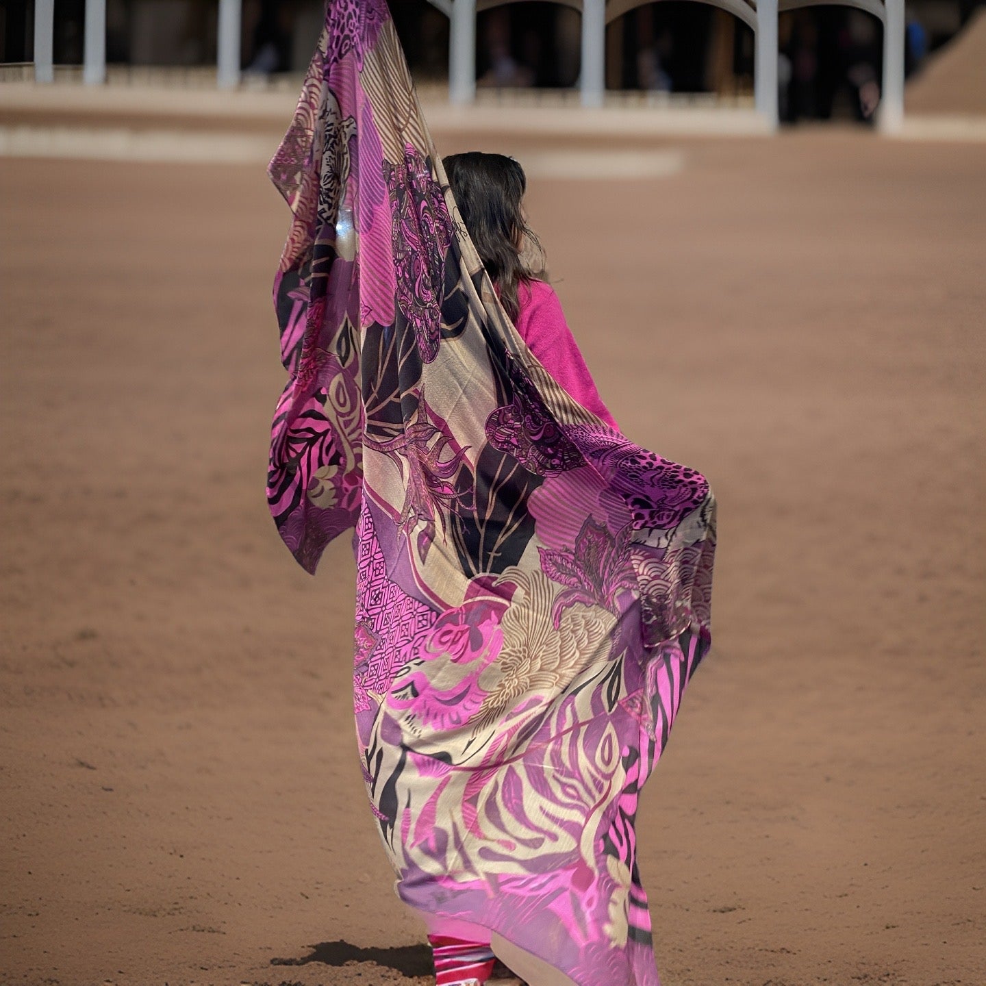 WILD FAMILY BONDS Kaschmir Cape/Stola, pink & mauve & olive, Limited Edition #5