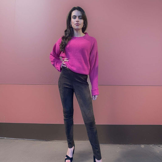 Lederhose/ Leggings aus Stretch-Lammleder, trüffelbraun, Maßkonfektion