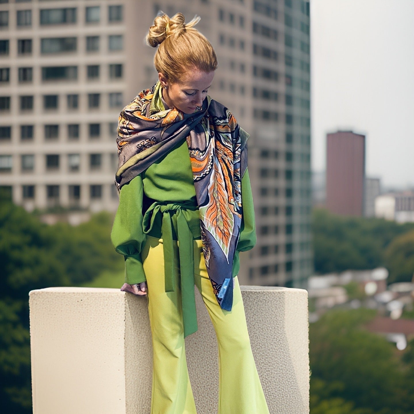 “BONDED IN GARDEN EDEN “ - LIMITED EDITION #2 von 4 Stück -  Kaschmir & Seide, Doubleface - greenery