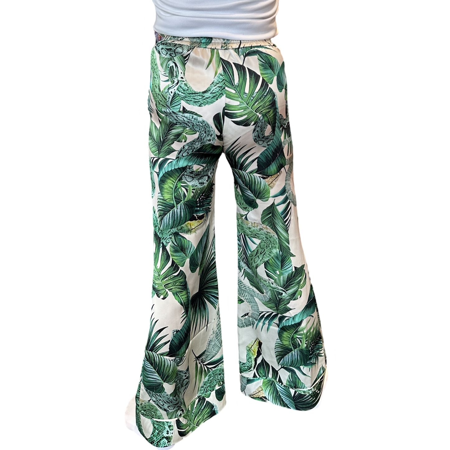 TIMELESS SUSTAINABLE COLLECTION Seidenhose, Garden Eden, white, Unikat