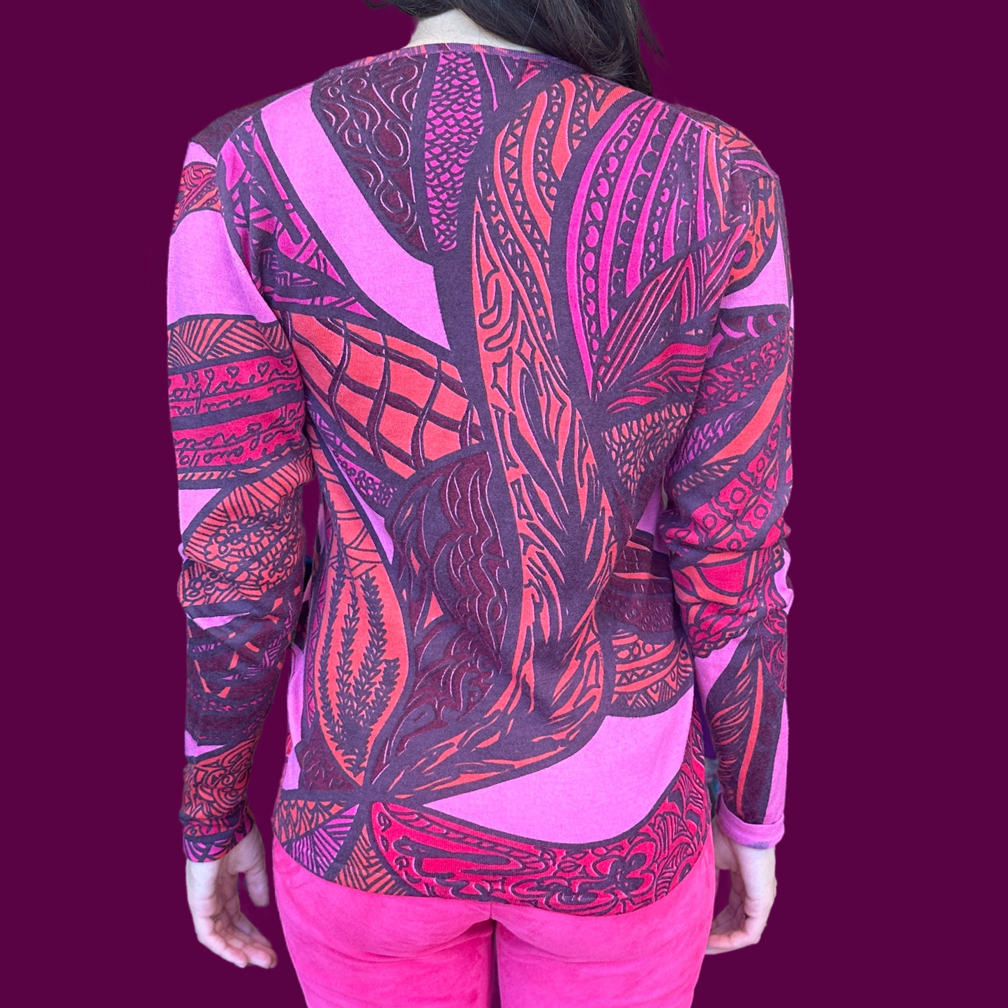 Pullover SOUL LEAVES, Kaschmir Feinstrick, pink & rot, Limitiert 2 St.