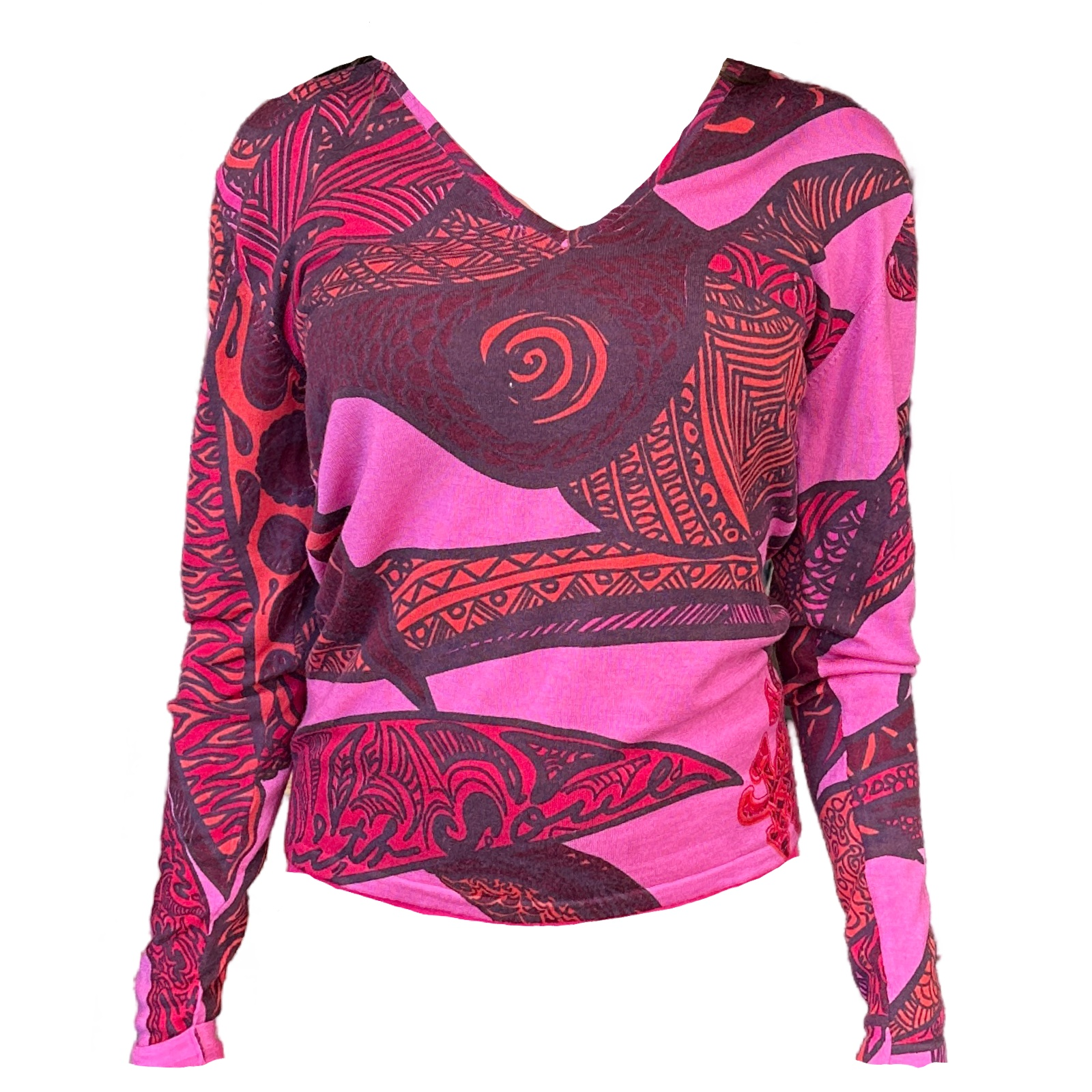 Pullover SOUL LEAVES, Kaschmir Feinstrick, pink & rot, Limitiert 2 St.