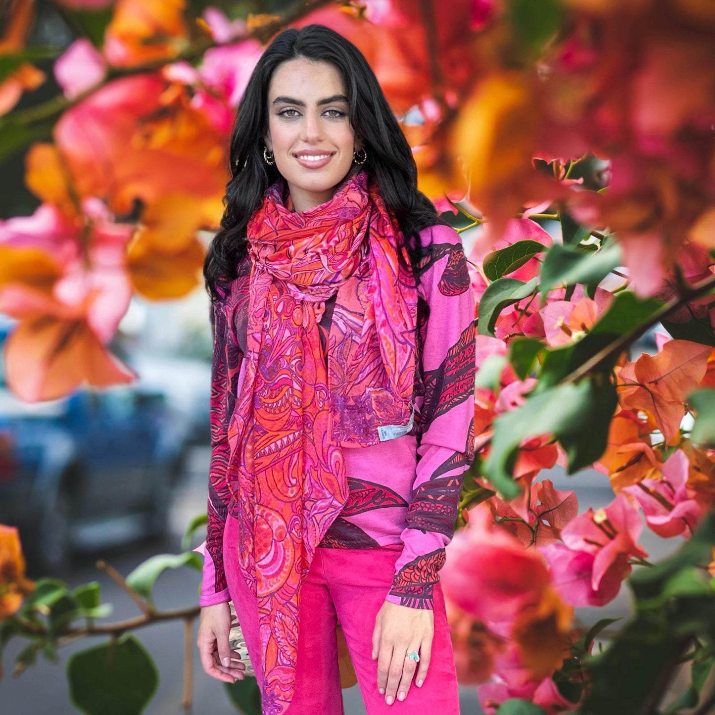 Pullover SOUL LEAVES, Kaschmir Feinstrick, pink & rot, Limitiert 2 St.