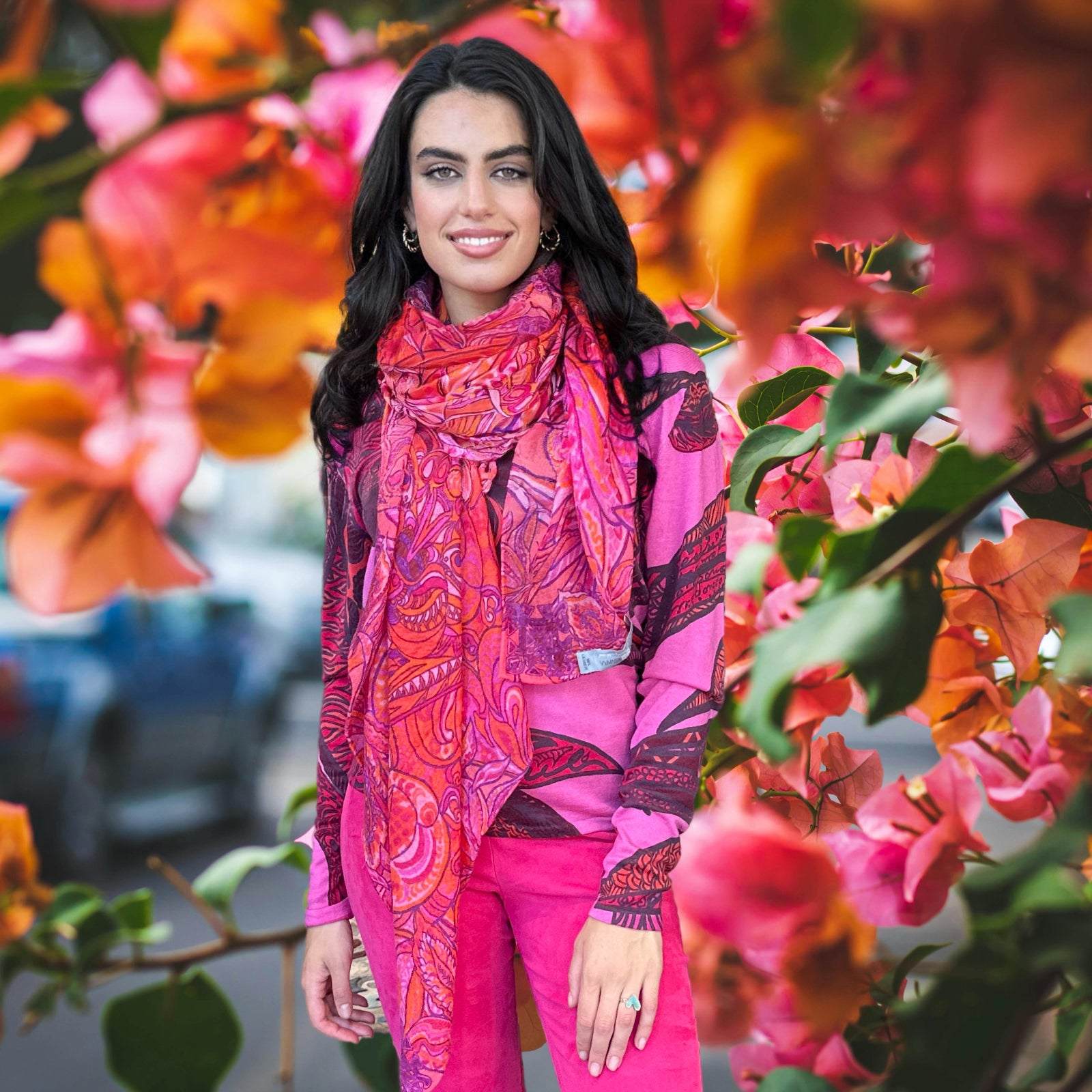 Pullover SOUL LEAVES, Kaschmir Feinstrick, pink & rot, Limitiert 2 St.