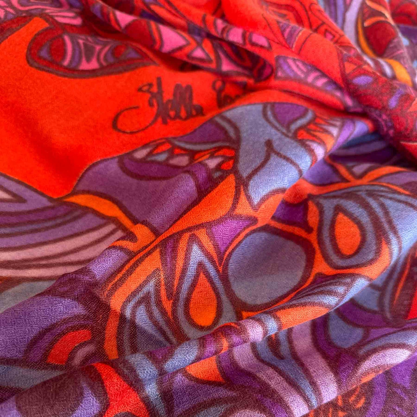 WILD LIFE Kaschmir Carre Tuch, rouge & burgund & lila, limitiert 3/