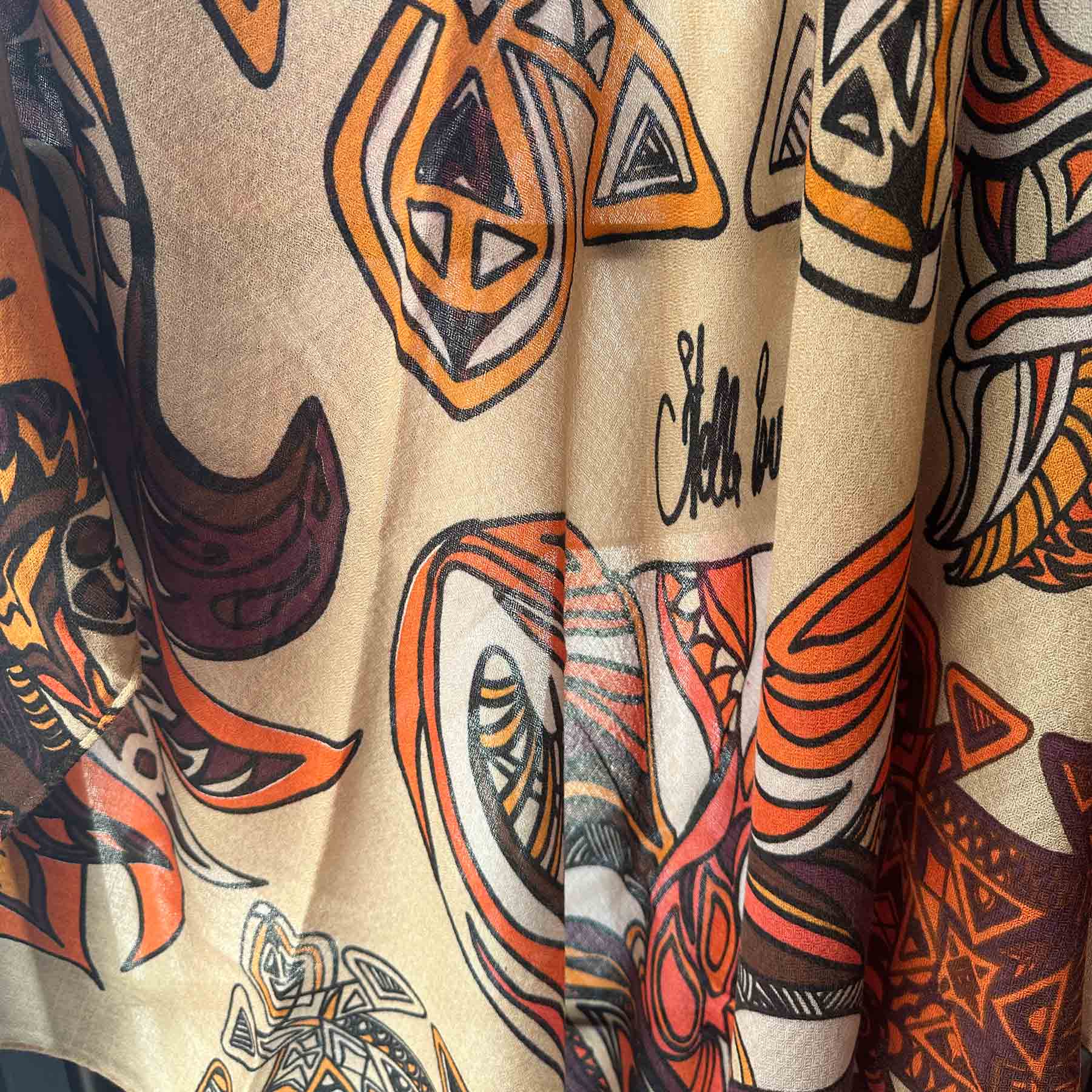 WILD LIFE Kaschmir Carre Tuch, beige, orange, burgund, braun, limitiert 3/5