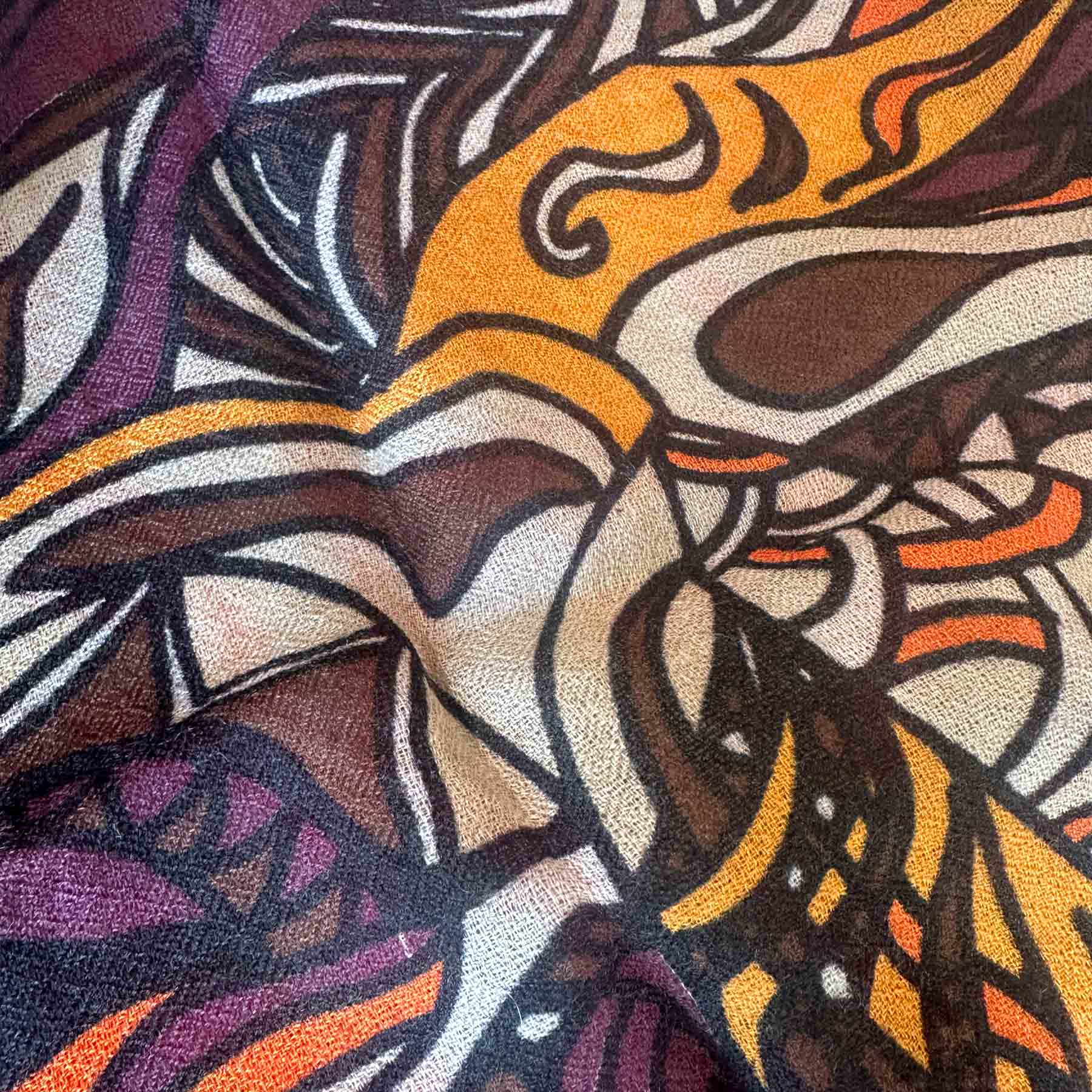 WILD LIFE Kaschmir Carre Tuch, beige, orange, burgund, braun, limitiert 3/5