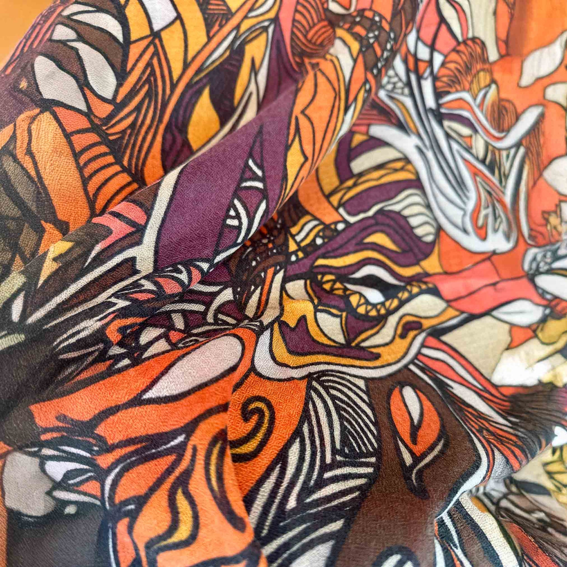 WILD LIFE Kaschmir Carre Tuch, beige, orange, burgund, braun, limitiert 3/5