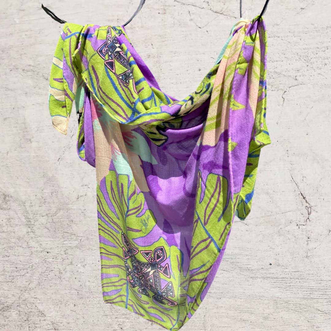Schal XL, Kaschmir TIGER POND - United in diversity, purple & green, Limited Edition
