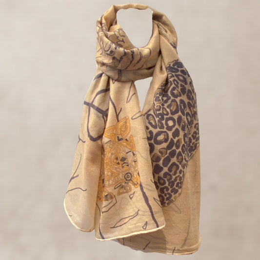 Kaschmir XL Schal 140x200 cm, federleicht Unikat Motiv Tiger LOVE POND