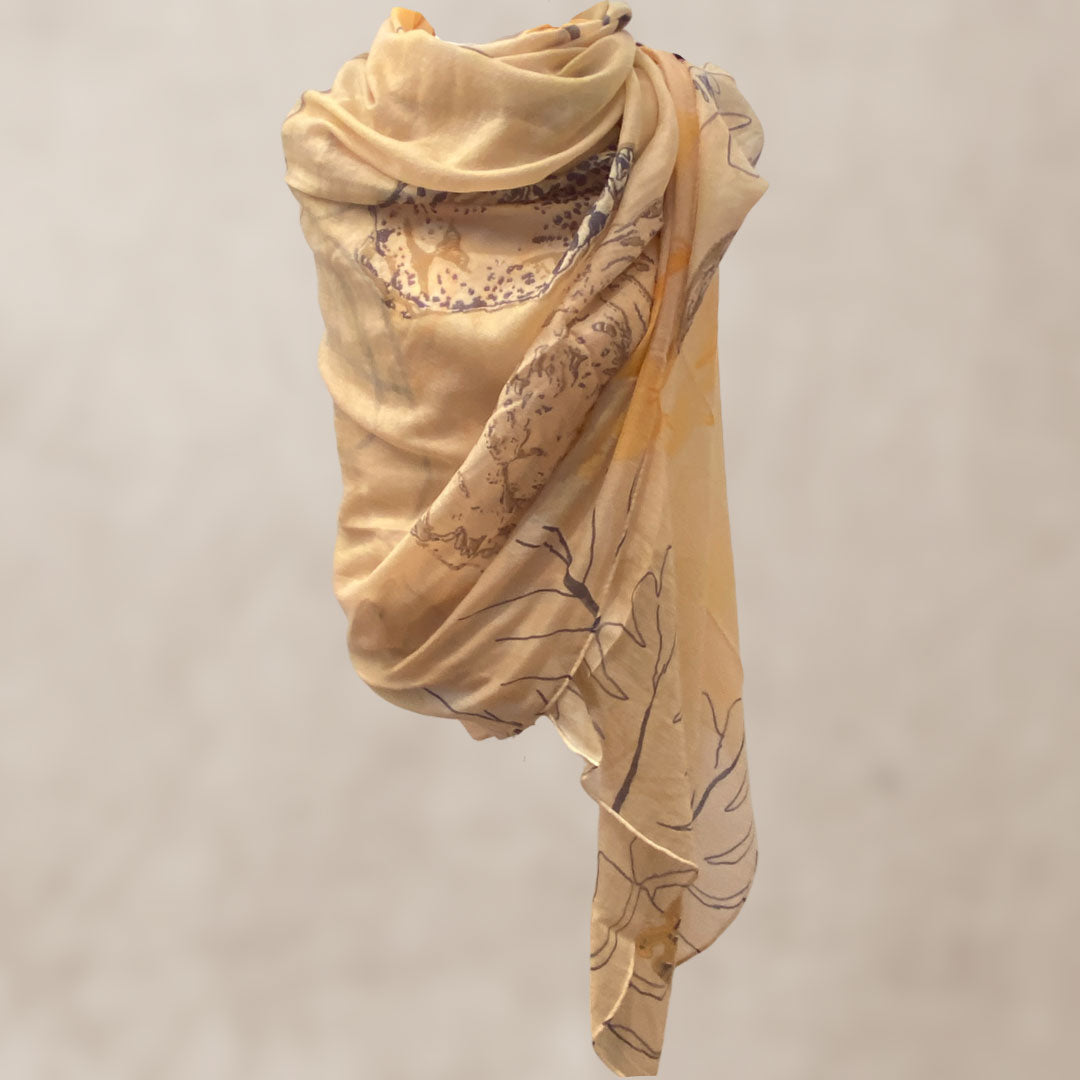 Kaschmir XL Schal 140x200 cm, federleicht Unikat Motiv Tiger LOVE POND