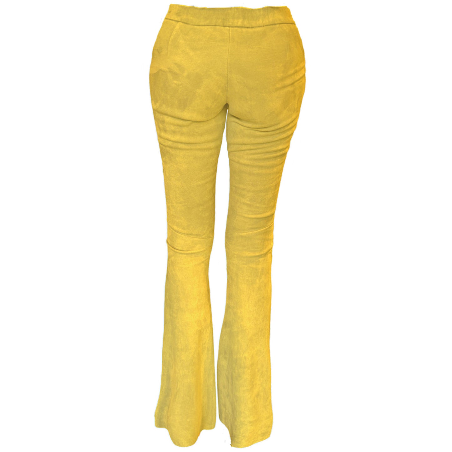 Lederhose mit Schlag aus Stretch-Lammleder, Yellow, Maßkonfektion