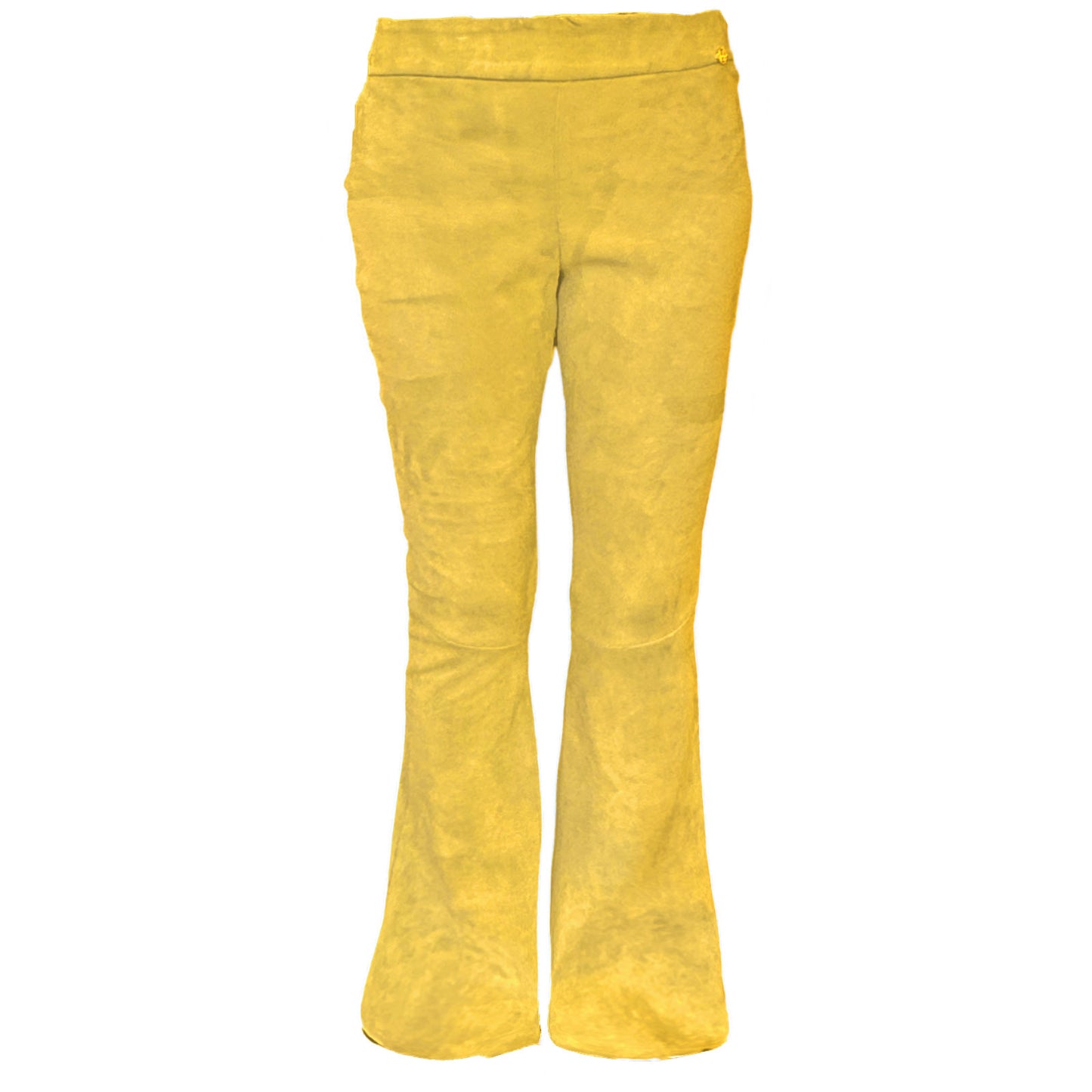Lederhose mit Schlag aus Stretch-Lammleder, Yellow, Maßkonfektion